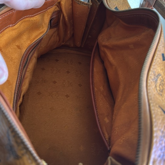 MCM Cognac Visetos Travel Boston Bag Dust bag & COA - Picture 7 of 9